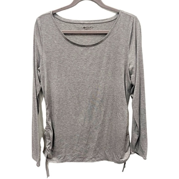 Athleta Tops - Athleta Top Women's Large Gray Encore Cinch Long Sleeve Neutral Minimalist